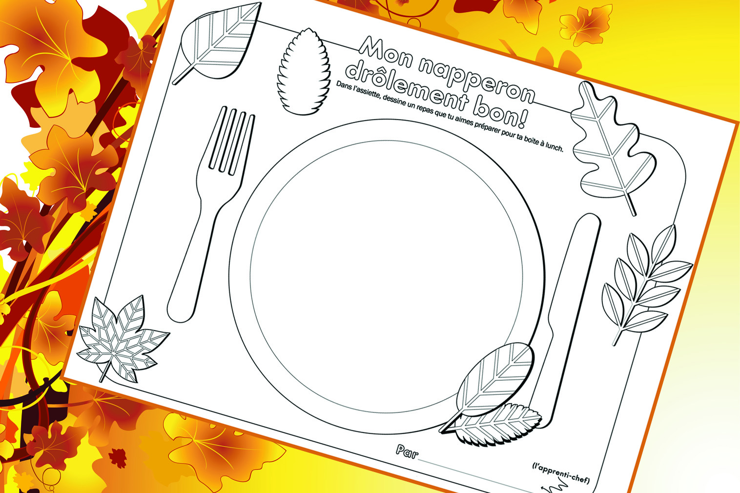 Activity - Mon Napperon Drôlement Bon - draw on placemat FR