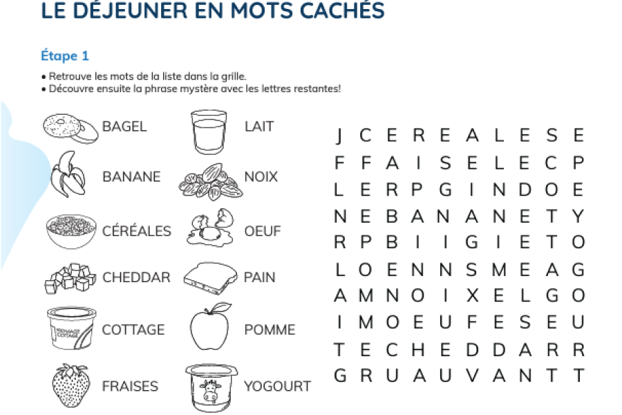 Quick activity: Breakfast Word Search