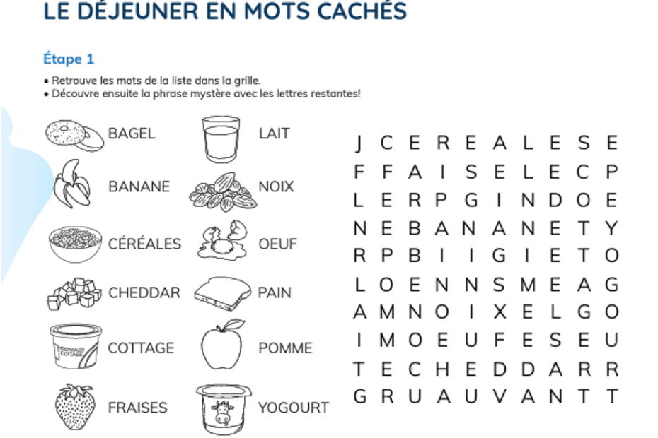 Quick activity: Breakfast Word Search